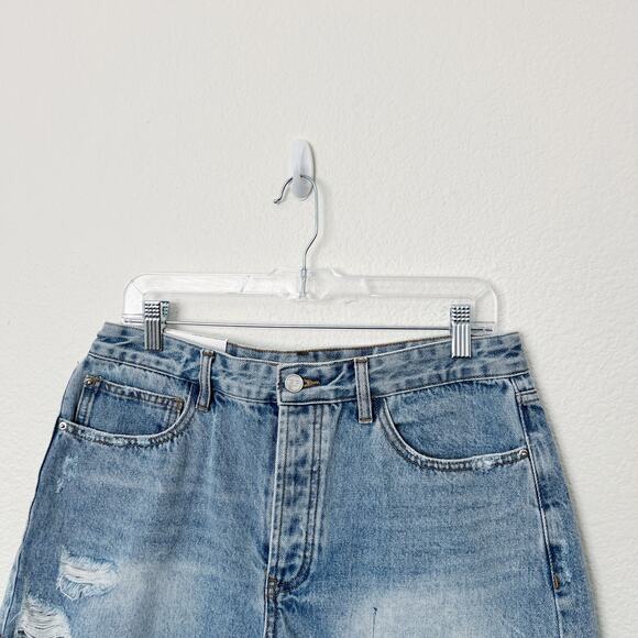 [Rachel Parcell] High Rise Dark Wash Denim Distressed Shorts NWT Button Fly 29 - Picture 3 of 12